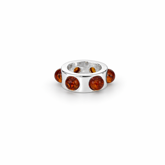 Charms srebrny z bursztynem koniakowym bead