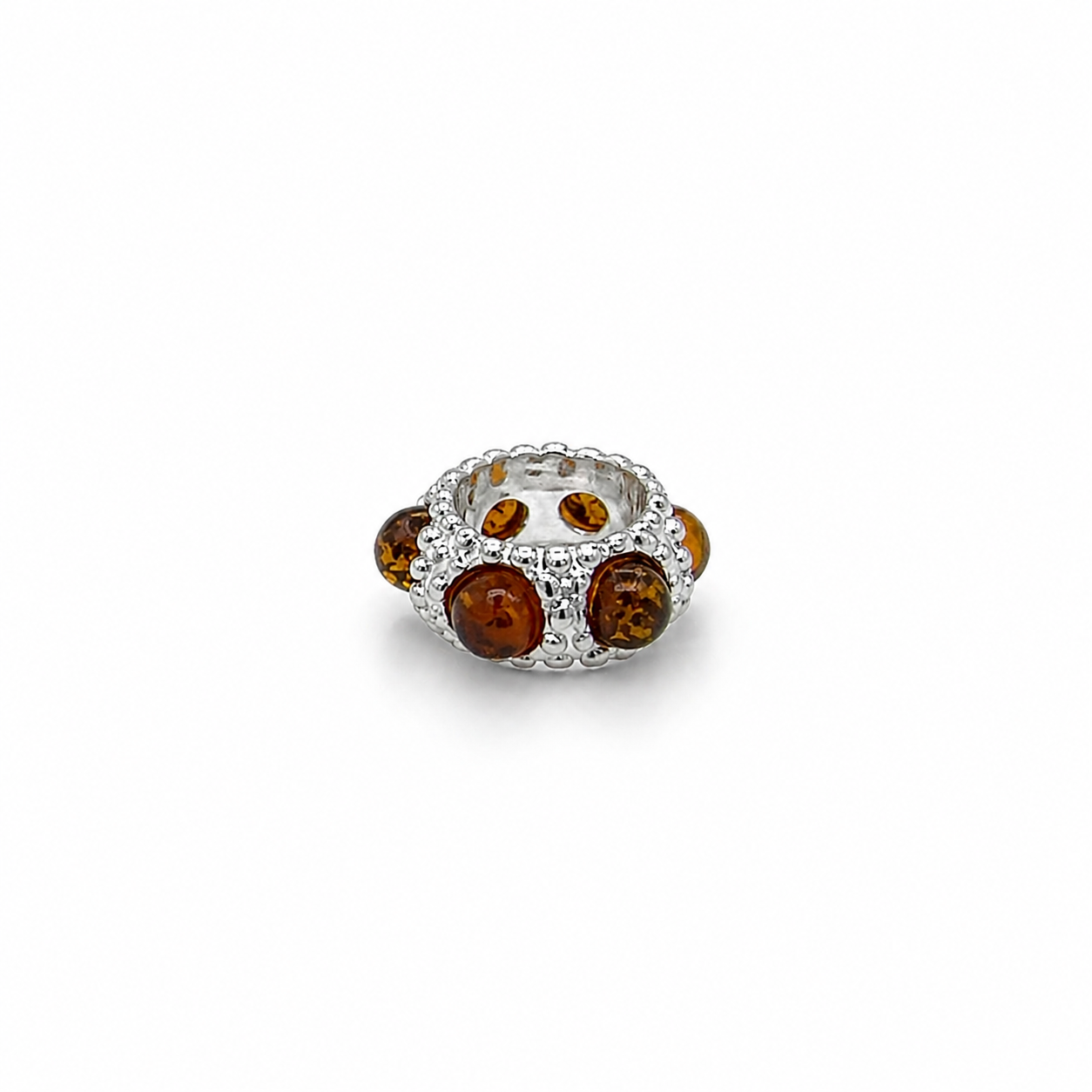Charms srebrny z bursztynem koniakowym krąg
