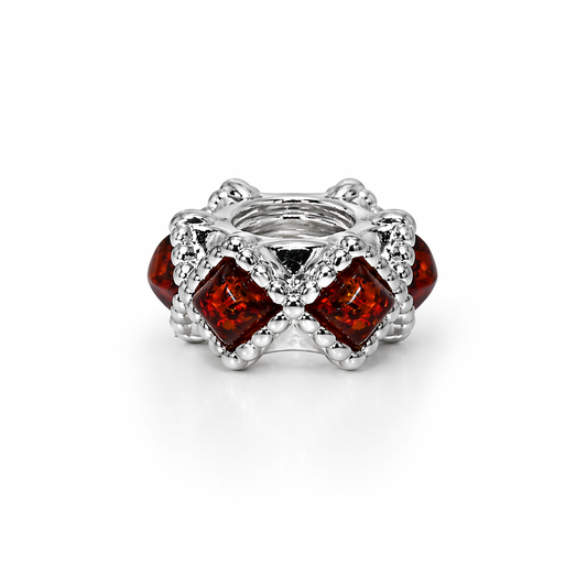 Charms srebrny z bursztynem romby  koniak 